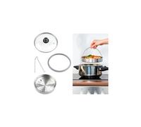 : Accessoires de cuisson vapeur avec couvercle en verre, panier à étuver et support