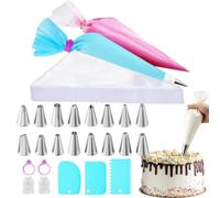Accessoires de décoration pour gâteaux et gâteaux | 16 douilles | 100 poches à douille anti-éclatement avec 3 grattoirs à pâte, 2 adaptateurs et 2 clips de fermeture | pour débutants, pâtisserie