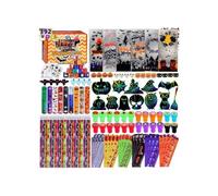 Accessoires de Fête Halloween 192 Pièces - 24 Sacs Cadeaux DIY avec Jouets et Fournitures Scolaires - Cadeau Invités Enfant