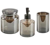 Accessoires de Salle de Bain en Verre Gris 3 Pièces Glamour et Fonctionnel Managua