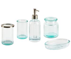Accessoires de Salle de Bain en Verre Menthe à l'Eau 5 Pièces Glamour et Fo