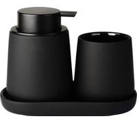 Accessoires de salle de bain, ensemble 3 pièces, comprenant un distributeur de savon de 350 ml, un verre à brosse à dents de 320 ml et un porte-savon, adapté à la salle de bain, au lavabo, distributeu