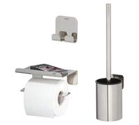 Accessoires de salle de bain, ensemble de 3 pièces, en acier inoxydable poli : brosse WC, support et crochet