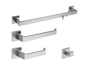 Accessoires de salle de bain, surface en acier brossé, acier inoxydable SUS304, 600mm 1bar ensemble de 4 pièces