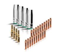 Accessoires de soudage STAHLWERK MIG MAG AK-25 / MB-25 Pièces d'usures, buses à gaz + support buse + buses de courant pour torches MIG MAG, 28 pièces