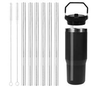 Accessoires en Acier Inoxydable pour Stanley Iceflow Flip 30 oz, Lot de 6 Pailles de Rechange Réutilisables en Acier Inoxydable avec 2 Brosses de Nettoyage de Paille pour Stanley Accessoires