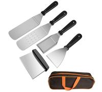Accessoires pour barbecue, ensemble d'outils de cuisson en acier inoxydable, 5 pièces, ensemble de spatules pour barbecue professionnel avec grattoir