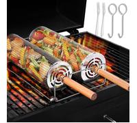 Accessoires pour barbecue - Lot de 2 Panier de Barbecue Avec Manche en Bois Amovible Paniers Griller Cyl USTENSILE BARBECUE PLANCHA
