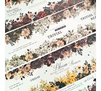 Accessoires pour scrapbooking Autocollants, 3 rouleaux de ruban adhésif washi à fleurs, ruban adhésif washi en PET pour scrapbooking, journaling, junk journal, cahier, agenda, adulte (Ink Shadow Darkn