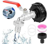 Accessoires, réservoir d'eau 1 000 l, vanne d'arrêt pour réservoir IBC avec raccord de tuyau et joint d'étanchéité, réservoir d'eau 1 000 l avec vanne d'arrêt, col de vidange IBC 3/4" avec vanne d'arr