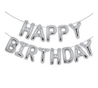 Accevo Ballon de baudruche argenté Happy Birthday Balloon 16 Inch Mylar Foil Letters Balloons Happy Birthday Banner pour enfants et adultes