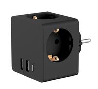 Accezz Accezz PowerCube | 6-en-1 1x USB-C + 2x USB-A + 3x prise 4000 watts Noir Noir
