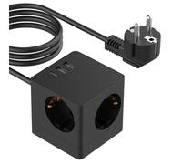 Accezz Accezz PowerCube Strip | 6-en-1 1x USB-C + 2x USB-A + 3x prise 4000 watts Noir Noir