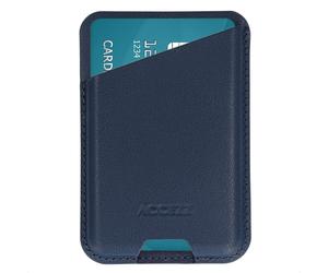 Accezz Porte-cartes en cuir magnétique - Compatible avec Apple Find My - Nightfall Blue