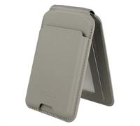 Accezz Portefeuille en cuir magnétique avec support - Compatible avec Apple Find My - Light Grey