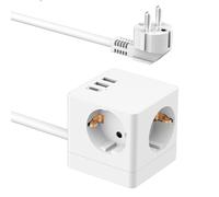 Accezz PowerCube Strip | 6-en-1 - 1x USB-C + 2x USB-A + 3x prise - 4000 watts - Blanc