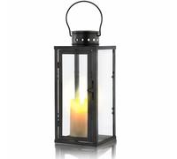 Accmuzzy Lanternes noires pour l'extérieur, en métal et verre, lanterne funéraire cimetière résistante aux intempéries, idéale comme photophore d'extérieur, bougeoir et lanterne décorative pour le
