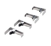 Fackelmann 61503 Lot de 4 Pinces à Nappe, Pinces-Nappe Extérieur Inoxydable, Fixe-Nappe Professionnelle à Ressort, Clips à Nappe, Acier Inoxydable, Argent, 7,4 x 1,6 x 4,5 cm