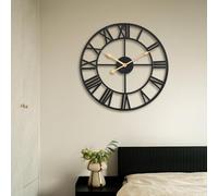 ACCSHINE Horloge Murale Metal avec Chiffres Romain Vintage Silencieuse 50cm | Pendules Murale, À Pile, Goldene Zeiger, Ronde,Wall Clock, Horloge Murale pour Salon Bureau Décor À La Maison