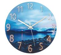 ACCSHINE Horloge Murale Moderne Silencieuse à Quartz 30cm Fonctionnant sur Batterie, pour la Chambre, la Maison, la Cuisine, la Chambre, Le Bureau, l'école,Bleu Foncé