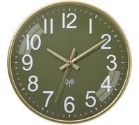 ACCSHINE Horloge Murale silencieuse Radio pilotée, Design Moderne, Cuisine Vintage, 30 cm de diamètre, Grande, numérique, Salon (Herbe Verte)