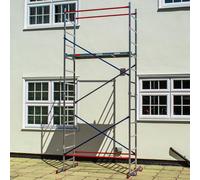 Accueil Master Bricolage Échafaudage à tour | Hauteur de travail de 5 m | Échafaudage mobile | Montage rapide | Aluminium