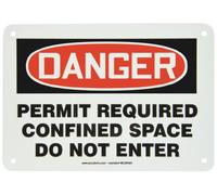 Accuform MCSP007VA Panneau de sécurité en aluminium, légende « Danger permis requis espace confiné do not enter », 17,8 cm de long x 25,4 cm de large, rouge/noir sur blanc