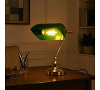 Accumulateur Luminaire Lampe de Lecture Table Vintage Antique Laiton Vert 1x E14