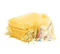 acDesign Lot de 200 sacs à bijoux en organza avec cordon de serrage - Doré - 10,2 x 15,2 cm