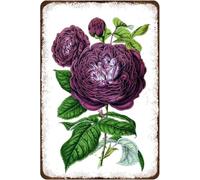 ACDOET Plaque en métal rustique rétro vintage rose vintage fleur décoration murale fleur salle de bain art mural botanique floral maison panneau mural affiche 20,3 x 30,5 cm