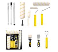 ACEBON Kit Rouleau Peinture Mousse 11 cm, 10 Manchons avec Bac et Monture | 10 manchons mousse de 11 cm avec monture et bac, idéals pour portes, meubles, plinthes et surfaces lisses en bois ou métal.