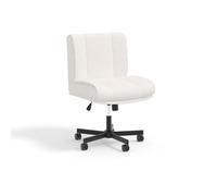 Acekool Chaise de Bureau sans accoudoirs Criss-Cross avec roulettes, Assise Large pour s’asseoir en Tailleur, pivotante 360° Hauteur réglable et Inclinaison, roulettes ou Patins Fixes - Blanc