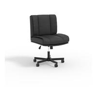 Acekool Chaise de Bureau sans accoudoirs Criss-Cross avec roulettes, Assise Large pour s’asseoir en Tailleur, pivotante 360° Hauteur réglable et Inclinaison, roulettes ou Patins Fixes, Similicuir -