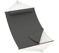 Acekool Hamac Double avec Coussin Rembourré Intégré 350cm, Hamac Matelassé en Polyester Tiges en Bois, Hamac De Jardin sans Armature 2 Personnes, Idéal pour Détente Extérieure Balcon Terrasse