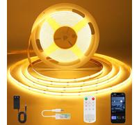 ACELUMO App Contrôle Ruban LED COB 10m Blanc Chaud, 24V, 2700K, Minuteur | Bande LED Dimmable avec Couleur Blanc Dynamique pour Cuisine, Chambre, Meuble, Interieur Maison, TV, Salon, 8mm, CRI 92