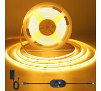 ACELUMO Ruban LED COB Blanc Chaud, Bande LED Dimmable avec alimentation et Variateur, CRI 92+, Largeur 8 mm, Ruban LED 3m pour Armoire, TV, Cuisine, Salon DIY, 2700K