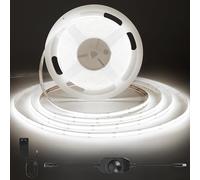 ACELUMO Ruban LED COB Blanc Froid, Bande LED Dimmable avec Alimentation et Variateur, CRI 92+, Largeur 8 mm, Ruban LED 3m pour Armoire, TV, Cuisine, Salon DIY, 6000K