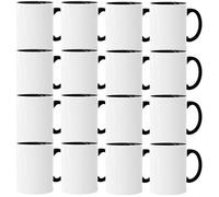 Acen Merchandise Lot de 108 tasses à sublimation sans impression en céramique de qualité supérieure - Gobelets à sublimation avec encre - Noir