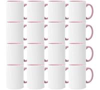 Acen Merchandise Lot de 252 tasses à sublimation sans impression en céramique de qualité supérieure - Gobelets à sublimation avec encre (252 pièces, intérieur et anse rose)