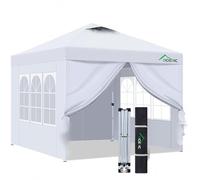 Acepic Tente d'auvent Pop-up de 25,4 x 3 m, Dessus argenté 300D, abri Portable instantané avec poussée à 1 Bouton et Sac de Transport à Roues, 8 piquets et 4 Poids d'auvent (Blanc, 3 * 3m)