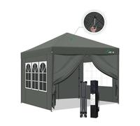 Acepic Tente d'auvent Pop-up de 25,4 x 3 m, Dessus argenté 300D, abri Portable instantané avec poussée à 1 Bouton et Sac de Transport à Roues, 8 piquets et 4 Poids d'auvent (Gris, 3 * 3m)