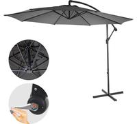 Acerra, parasol, protection solaire, Ø 3m inclinable, polyester/acier 11kg ~ gris sans support