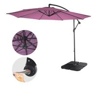 Acerra, Parasol, Protection Solaire, Ø 3m Inclinable, Polyester/Acier 11kg Lavande Avec Support Violet