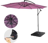 Mendler Parasol Acerra – Ø 3 m inclinable polyester/acier 11 kg – lavande-rouge avec support