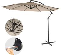 Acerra, parasol, protection solaire, Ø 3m inclinable, polyester/acier 11kg ~ sable-beige sans support