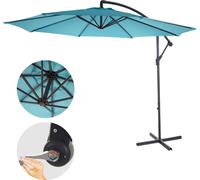 Mendler Parasol Acerra Ø 3 m inclinable Polyester/acier 11 kg Turquoise-Bleu sans support