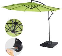 Mendler Parasol déporté Acerra Ø 3 m inclinable polyester/acier 11 kg vert limon avec support