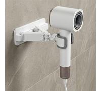 aceyoon Support de sèche-Cheveux Rotatif à 360 °, sans perçage, avec Pinces en Caoutchouc Souple, Support de sèche-Cheveux Mains Libres pour Le sèche-Cheveux de Salle de Bain, Blanc