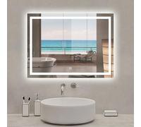 Acezanble Miroir Salle de Bain LED 100x70cm Rectangulaire, avec Anti-buée, Dimmable, Fonction Mémoire, Lumière Blanche Froide, IP44 HD Verre Miroir-Mural
