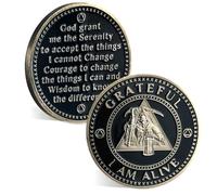 ACGZQY Jeton de rétablissement « Grateful I Am Alive » - Pièce de monnaie AA et médaillons avec prière de sérénité